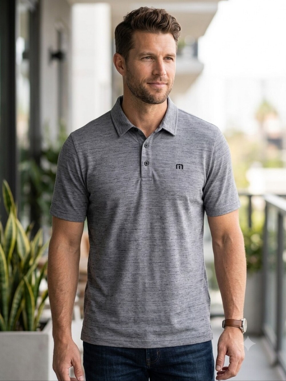 Travis Mathew Gray Short-Sleeve Polo Size Large